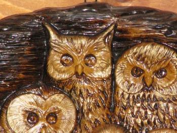 Carved owls from my collection - This photo was taken with a macro lens. I collect owls and this photo is one of a wood carving of the birds I love.