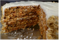 Carrot cake - A cake made with carrots and is great served with cream chese icing.
