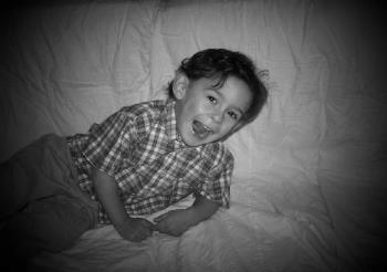 My Son At 2 - I took this picture on his second birthday. It was done at home so it isn&#039;t so good. I really love black and white photos.