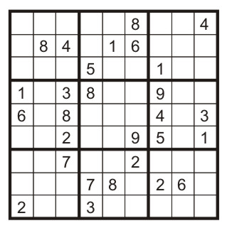 Sudoku - A puzzle in which a grid consisting of several regions is to be filled with numbers so that every row, column, and region contains only one instance of each number. The most common format is a grid of nine rows and columns that are divided into nine smaller regions of three rows and three columns into which the numbers 1 through 9 must be placed.

 - answers.com