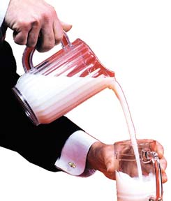 small plastic pitcher. - Put milk in smaller pitchers small plastic pitcher. - Put milk in smaller pitchers