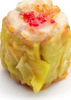 Siew Mai - A delicious dumpling that is exposed on one side.
Usually with a prawn and meat filling.
