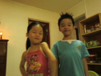 My kids - 6 years old daughter and 8 years old son.