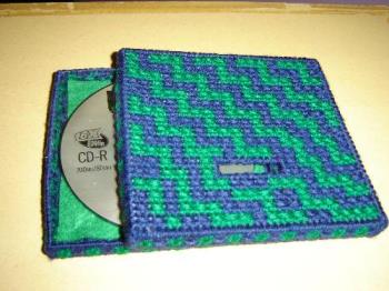 Blue/Green CD Case - This is one project that went very well. This CD case is lined with felt to protect it.