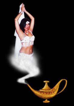 Genie coming out of a lamp - Genies are said to dwell within bottles and lamps.