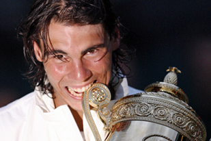 Rafael Nadal - Rafael Nadal after beating Roger Federer in the 2008 Wimbledon Championship 