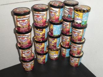 My collection of ben en jerry pints - Clear to see which flavours I love! I&#039;ve been saving them up for some time now, friends also give me their containers. I clean them out and I want to make something artistic out of them once I have enough. Won&#039;t share what just yet, waitte and see [em]wink[/em]