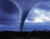 tornado - photo of tornado and flying debris