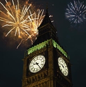 Big Ben, London, England - photo of Fireworks above Big Ben, London, England