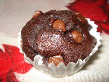 Chocolate Chocolate Chip Muffin - A homemade Chocolate Chocolate Chip Muffin yum!
