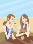 friends - illustration of two friends on a coffee break