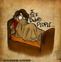 Funny - Guy in bed saying I see dumb people, joking like the movie the 6th sense