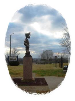 Popeye statue in Chester, Il - Elzie C. Segar Memorial Park honors Chester native and Popeye creator. Standing in Segar Park is a six-foot, 900 lb. bronze statue of the spinach-loving sailor. It is said that many of Mr. Segar&#039;s characters were created from experiences with some people of Chester. The Chester Bridge, built in 1942, is the only bridge between St. Louis and Cape Girardeau. 
