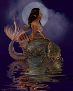 mermaid by the full moon  - lovely mermaid