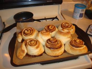 home made cinnamon rolls - slather each round with butter until it is dripping with melted butter 