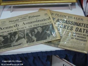 Newspapers - Newspaper Headlines from papers saved. 
New York Herald tribune and a Cleveland Ohio paper.