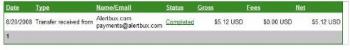 alertbux payment - a screenshot of one of my payments from alertbux