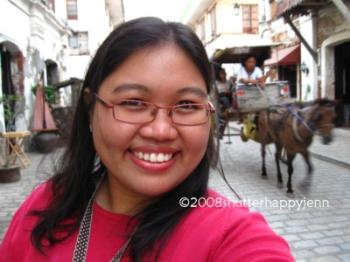 Jenn in Banaue, Ifugao - This is a self portrait of me in Calle Crisologo in Vigan, Ilocos Sur. I love the charm this street has, it&#039;s like walking back in time during the Spanish Era. Taken 28 May 2008 using my point and shoot camera.