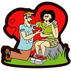 man and woman proposes - cartoon of a man and woman while he proposes!