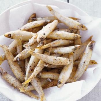 Fried Whitebait - Small fish used for both fishing bait and for eating as fried fish and firtters etc