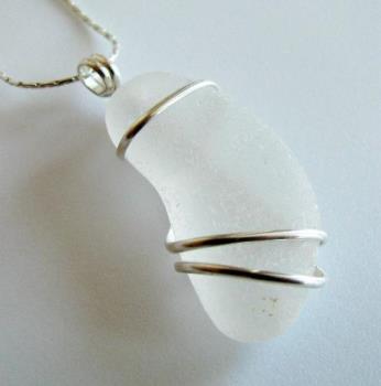 Frosty White Sea Glass Necklace Pendant - My very first attempt at wire-wrapping a piece of sea glass. This beautiful frosty white/clear gem was found by my 5 yo on the beach this summer and I just placed this piece in my shop on Etsy. Frosty White Sea Glass Necklace Pendant - My very first attempt at wire-wrapping a piece of sea glass. This beautiful frosty white/clear gem was found by my 5 yo on the beach this summer and I just placed this piece in my shop on Etsy.