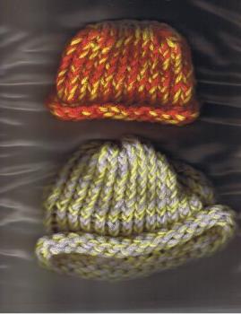 Beanie Hats-two examples of another style I can ma - with my knifty knitter.