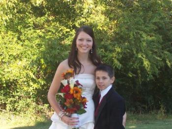 my oldest and youngest child - this is a picture of my oldest child and my youngest son, at my duaghter&#039;s wedding.