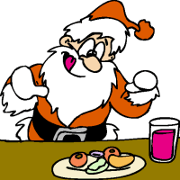 santa with the cookies and milk on the table - santa with the cookies and milk, on the table