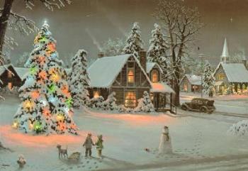  a snow town village filled christmas scene - a snow town village christmas scene