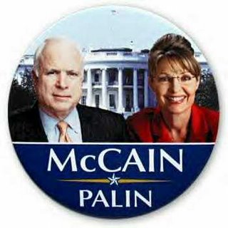 McCain/Palin Campaign Button - photo of mccain/palin campaign button