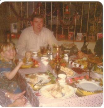 Christmas Dinner - CanadaGal as a kid, with her dad, having xmas dinner