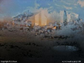 Ice crystals - Cool looking shot of ice crsytals and a house out back. Ice crystals - Cool looking shot of ice crsytals and a house out back.