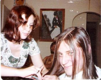 me cutting hair - This is me cutting a friend's hair, way back in '74. me cutting hair - This is me cutting a friend's hair, way back in '74.