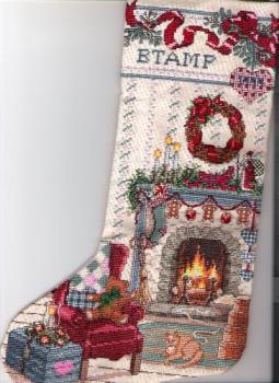 my Christmas stocking - I cross-stitched this stocking for myself. I mostly followed a commercial pattern, but changed a few things, like added a cat and removed some toys. my Christmas stocking - I cross-stitched this stocking for myself. I mostly followed a commercial pattern, but changed a few things, like added a cat and removed some toys.