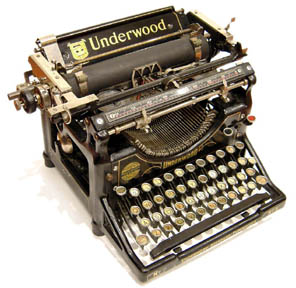 Typewriter - This is an old-fashioned typewriter. To use one of these, you needed to pound the keys and if you made a mistake, use one of those white-sheets to overtype your error. Aaaah, the good-ol&#039; days, when you actually had to be skilled to type.