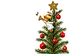 christmas tree - christmas tree with angel playing trumpet