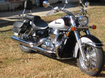 Honda Shadow - This is the motorcycle that I am referring to. As you can see the saddle bags are on and the rear seat also adds capacity with the cargo net