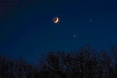 Thanksgiving Sky 2008 - This is known as Thanksgiving Sky & occurred on December 1, 2008. It is when the crescent moon, Venus & Jupiter draw the closest together for a good number of years. It is supposed to happen again on November 18, 2052. Many of us won&#039;t still be here by then. It appeared different in different parts of the world.