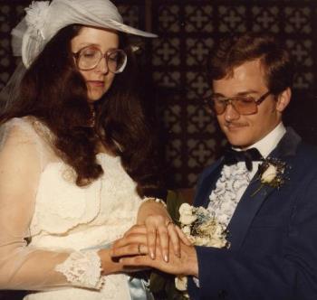 Wedding - A wedding picture, me and Richard exchanging rings.