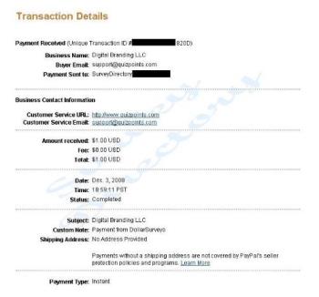DollarSurveys Payment - Payment proof from DollarSurveys
