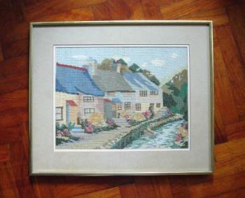 Cross-Stitch of a Scenery I Made - This is actually a half-crossed stitch picture I sewed many years ago.