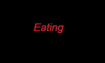 Eating food - Just imagine how will it look if "eating" is written in red and back color as the background