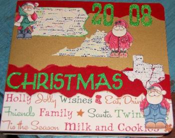 2008 christmas scrapbook - 8x8 altered chipboard album