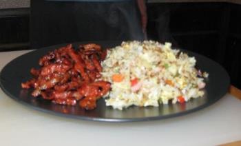 rice with tocino - fried rice cooked with some carrots