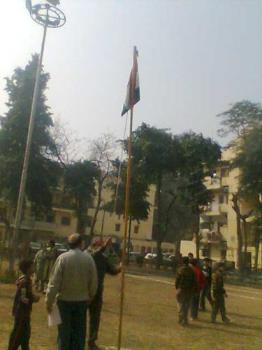 Hoisting National Flag - We celebrated Republic Day in our apartments.