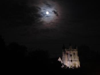 Moon Over The Church - The Moon over my local church, surrounded by cloud. 