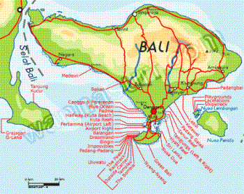 Map Bali  - Map Bali surf spot