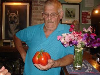 Pete&#039;s Giant Tomato (lol) - Pete holding his giant tomato in the pub.