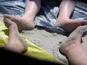 Feet at the Beach! - Me and my daughter in law at the beach this summer..one of many times!