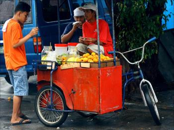 a mango stall - various food carts are found in the Philippines